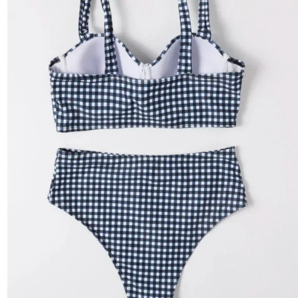 Gingham Push Up High Waisted Bikini Swimsuit - Picture 2 of 7
